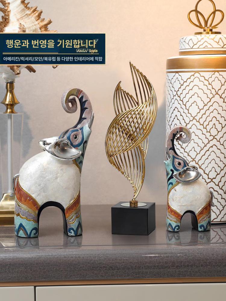인테리어 행운 코끼리조형물 석상 조각 정원 풍수 코끼리상 우아한 개업선물 카페 - 상세 이미지 4