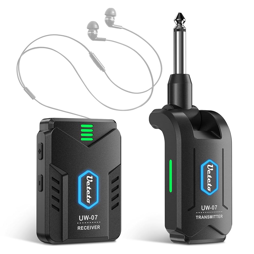 유에테토 무선 귀 모니터 시스템 2.4GHz 모노 IEM 시스템, 송신기 벨트팩 수신기, 플러그 앤 플레이, 뮤지션용 스튜디오, 밴드 리허설, 라이브 공연 - 상품 이미지