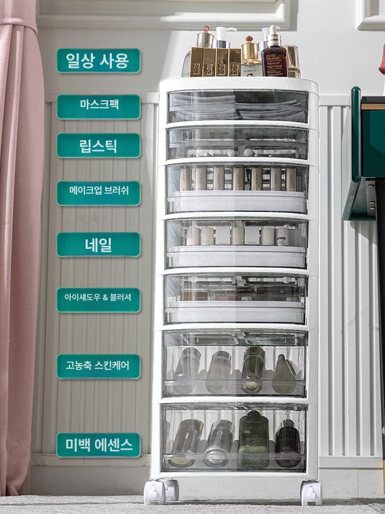이동식 화장대트롤리 카트 수납 화장품 정리함 미용실 웨건 왜건 바퀴 거울 뷰티 칸 이미지 6