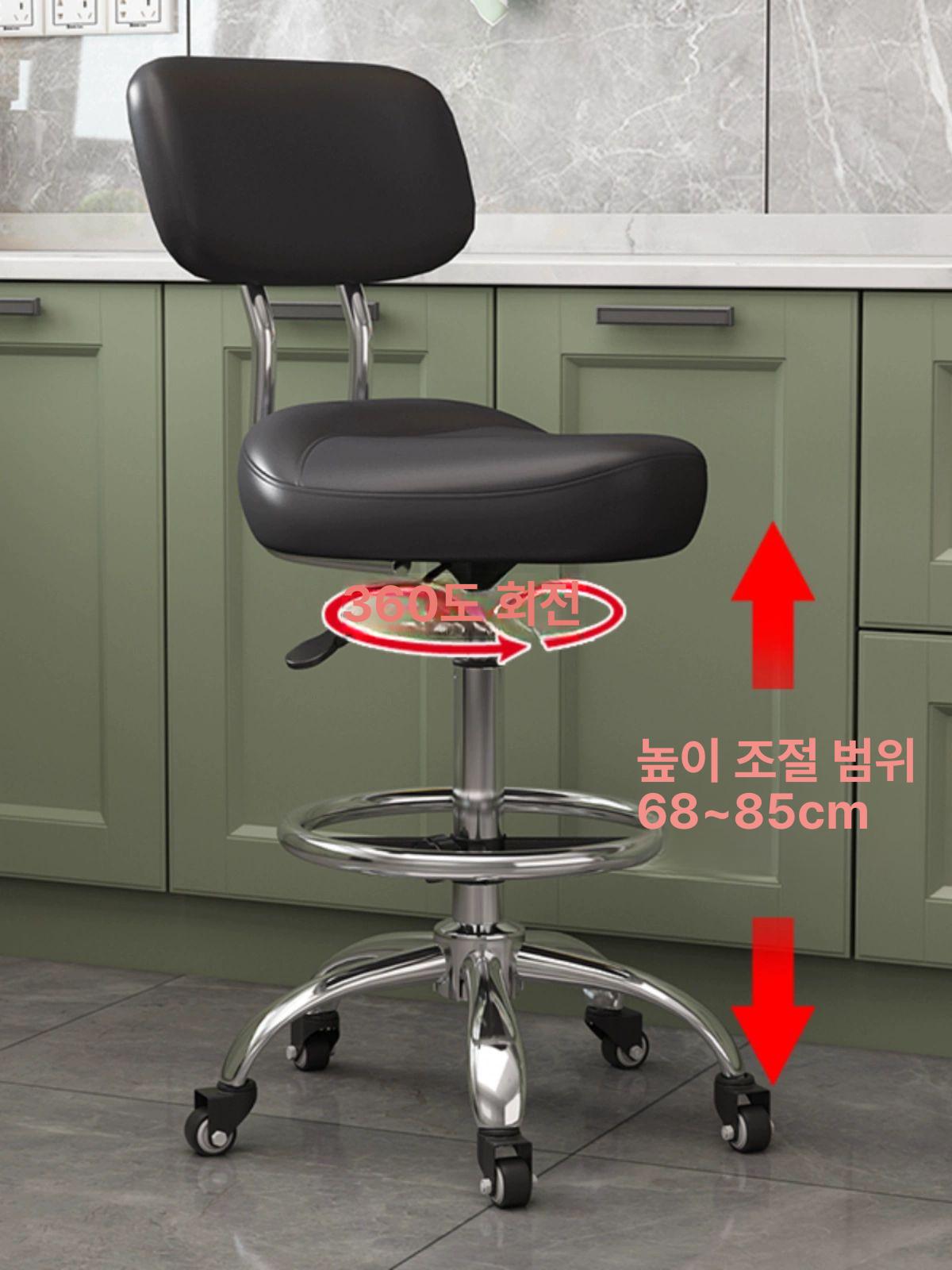 높낮이조절 네일 회전스툴의자 미용실 바퀴달린 보조의자 작업용 시술의자 원형의자 - 상세 이미지 3