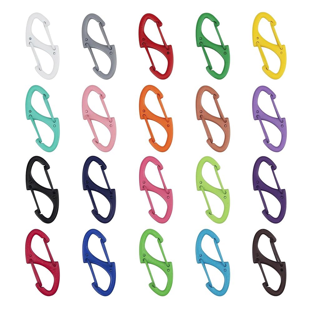SWATOM 20PCS S 양면 미니 카라비너 클립 소형 듀얼 와이어 게이트 열쇠고리 잠금 스냅 후크 야외 캠핑 낚시 하이킹을 위한 작은 열쇠 EDC 액세서리 Black 10P - 상품 이미지