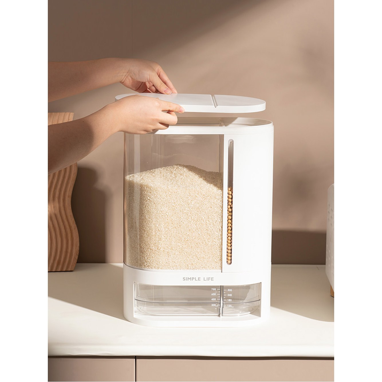 쌀통 투명 보관함 분리형 밀폐 2kg 4kg 보관 원터치 진공 화이트스몰5kg 곡물 곡물저장 업소용 화이트스몰5kg 2kg - 상세 이미지 2