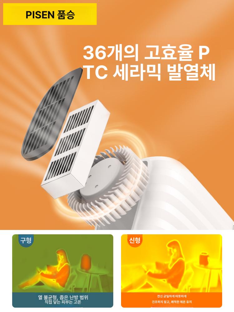 충전식 무선히터 난방기 배터리 열풍기 캠핑용 탁상용 전기 기본 전력차단 - 상세 이미지 2