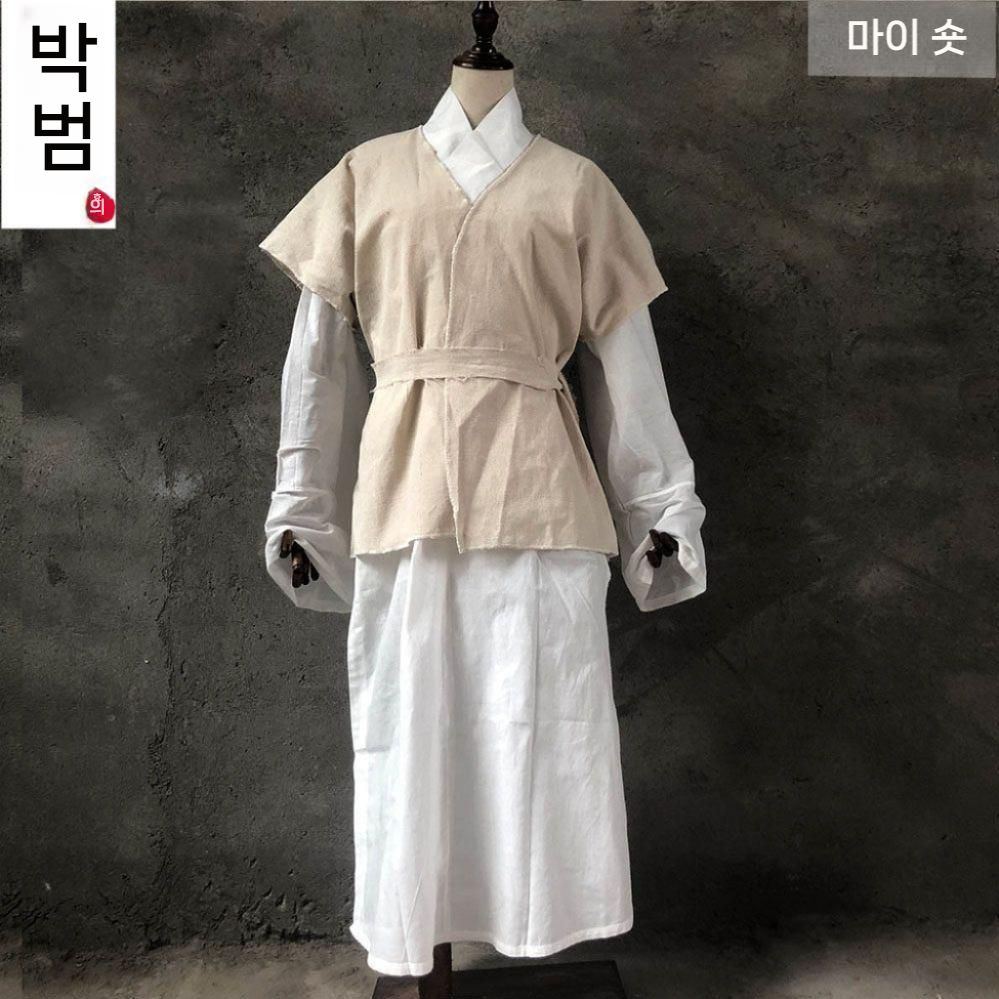 부직포 삼베상복 프리사이즈 백의 리넨 수의 효복 - 상세 이미지 2