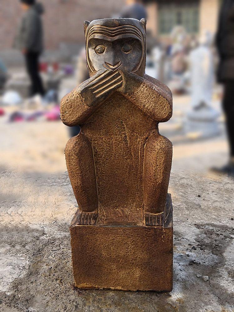원숭이 돌장식품 인테리어 야외 석조 청석 돌조각 십이지상 빈티지 석상 조형물 암석 - 상세 이미지 2
