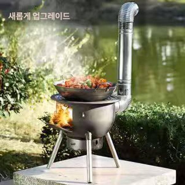 대형 화덕 장작 캠프파이어 삼발이 스토브 그릴 링 신형 오븐 화롯대 그리들 캠핑용 - 상세 이미지 3