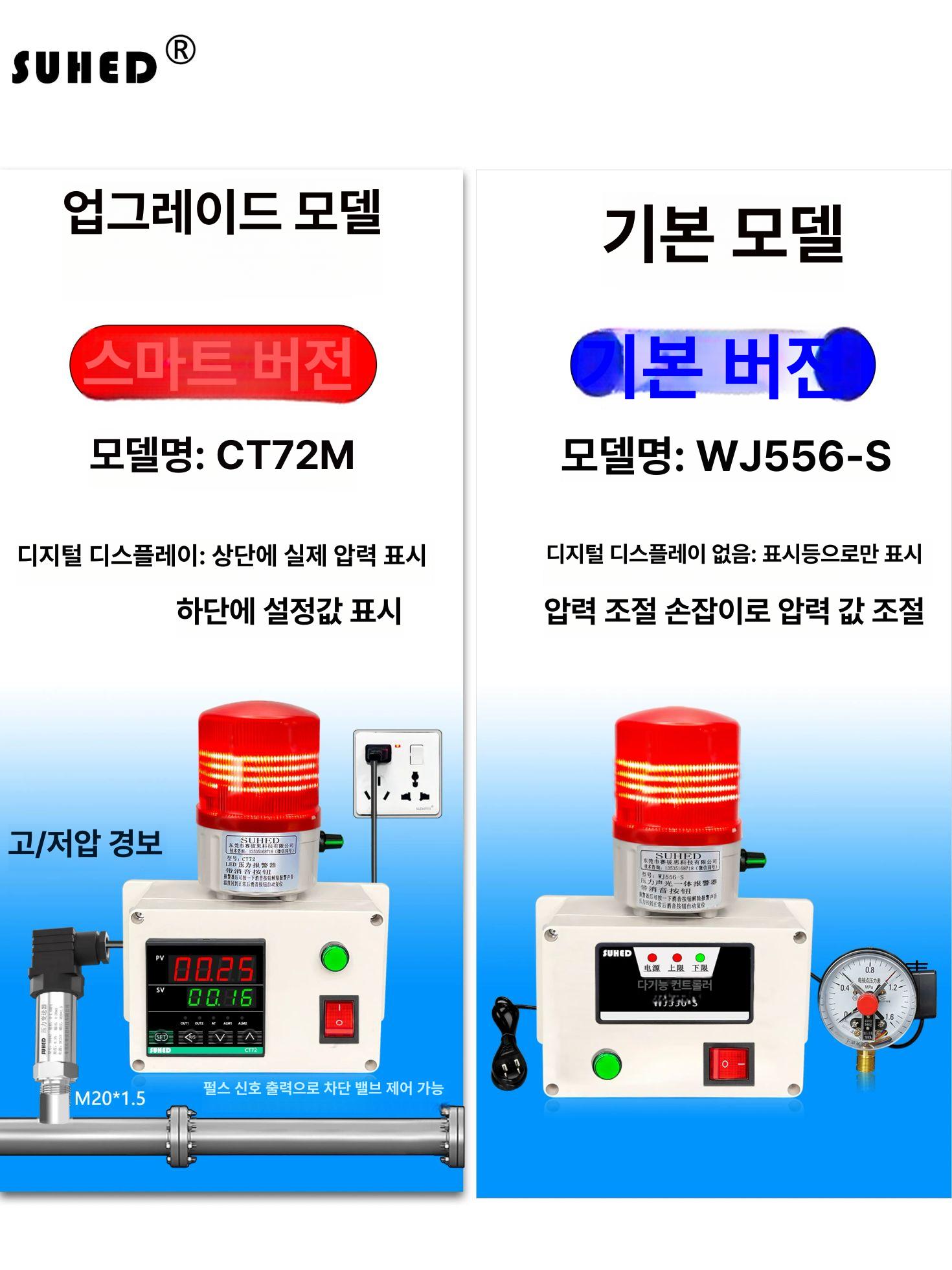 가스 압력경보기 고압 압력계 설치형 소리 알람 수압 게이지 싸이렌 제어 감지기 - 상세 이미지 4