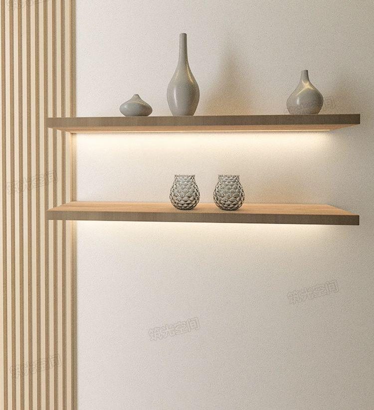 led 벽선반 거실 수납 금색 플로팅 라이트 장식 실내 아트월 랙 램프 액센트 색상 - 상품 이미지