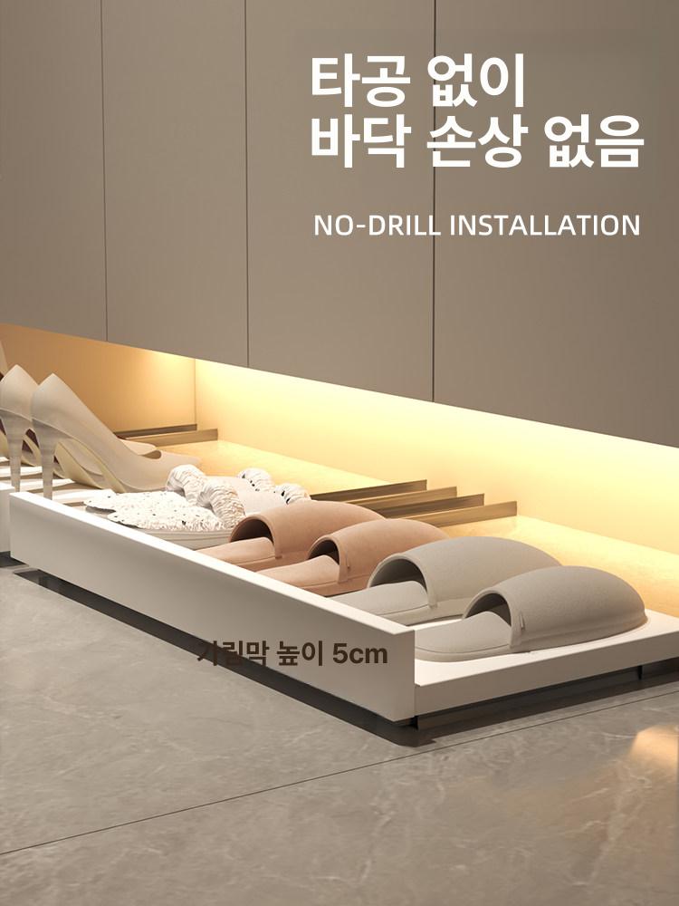 신발장하단 슬라이딩 발로여는 바퀴 현관 수납 선반 가정용 다용도 서랍 - 상세 이미지 3