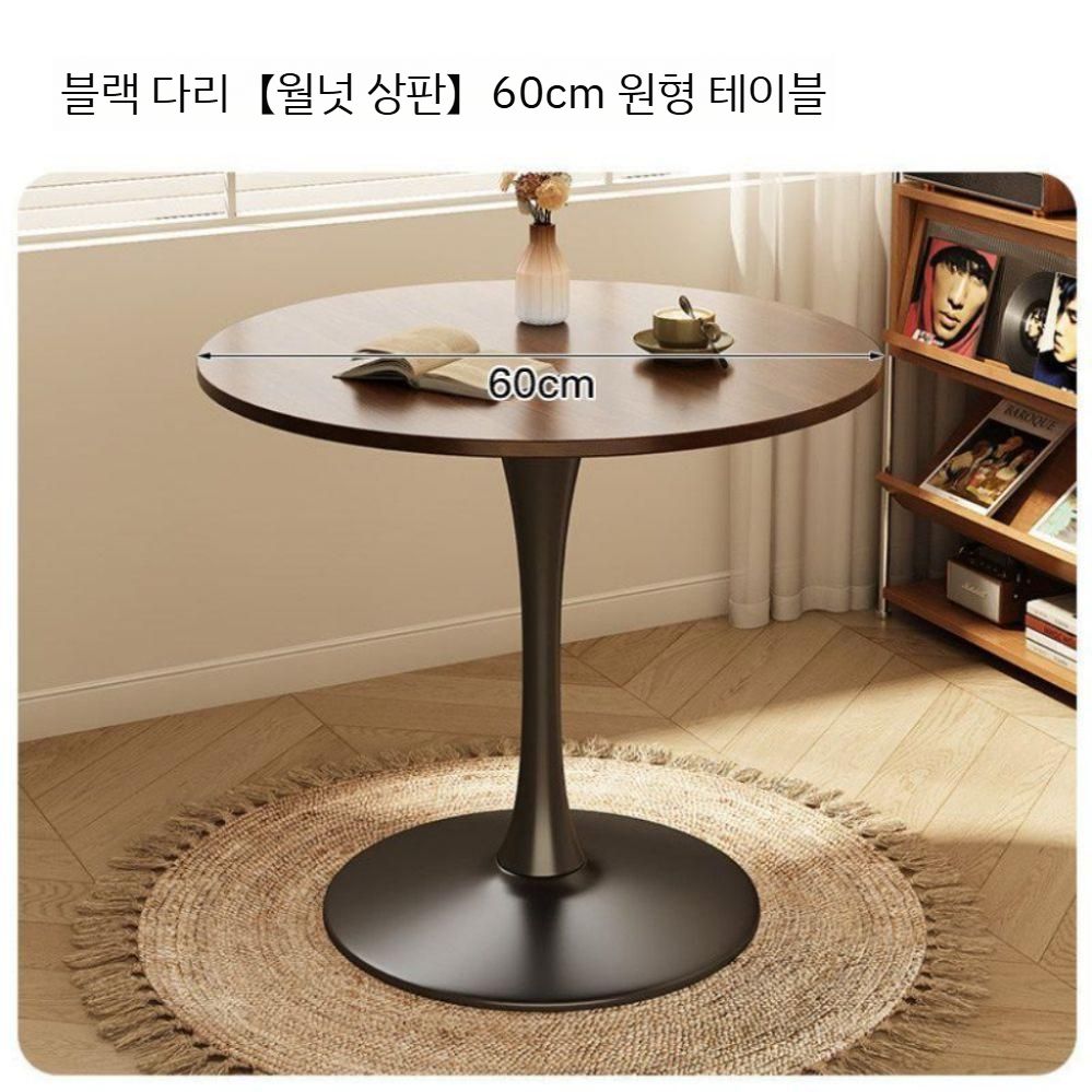 둥근식탁 탁자 다이닝 주방 발코니 대형 테이블 입식 카페 원형 원목 거실 인테리어 접이식 - 상세 이미지 3