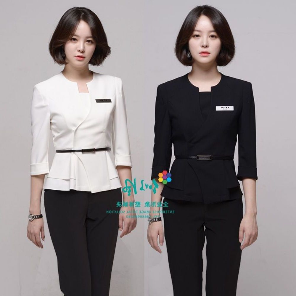 상담실장 사무직 세라복 유니폼 코스프레 졸업사진 네이비 반팔 교복 자켓 참유니폼 커플교복 원탑(비고 칼라) S - 상품 이미지