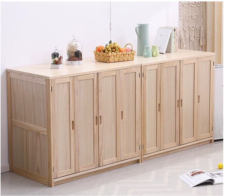 수납장 키작은원목장 부엌 틈새 주방 공간 빈티지 키높이 이불장 조립 문 루버 - 상세 이미지 2
