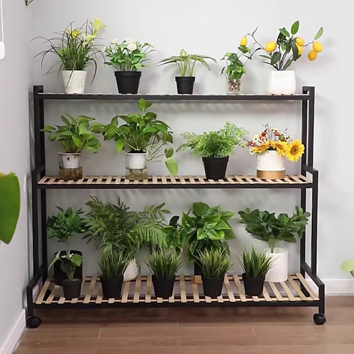 화분 받침대 철제 거치대 블랙 화분선반 다육이 다이 4단 80cm - 상세 이미지 2