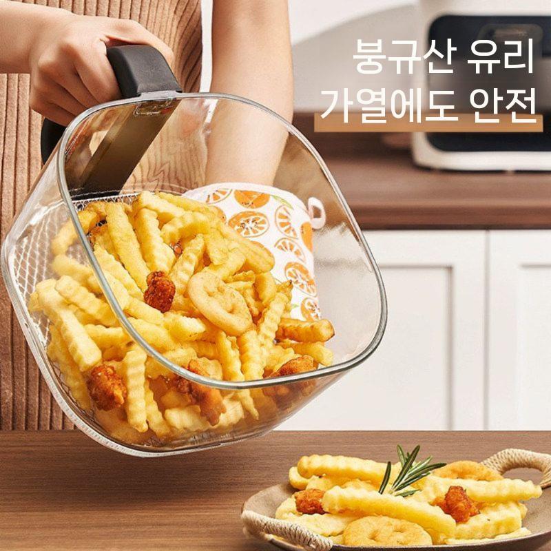 강화유리 글라스에어프라이어 기능 캠핑 튀김기 에어후라이어 바스켓형 유리용기 - 상세 이미지 2