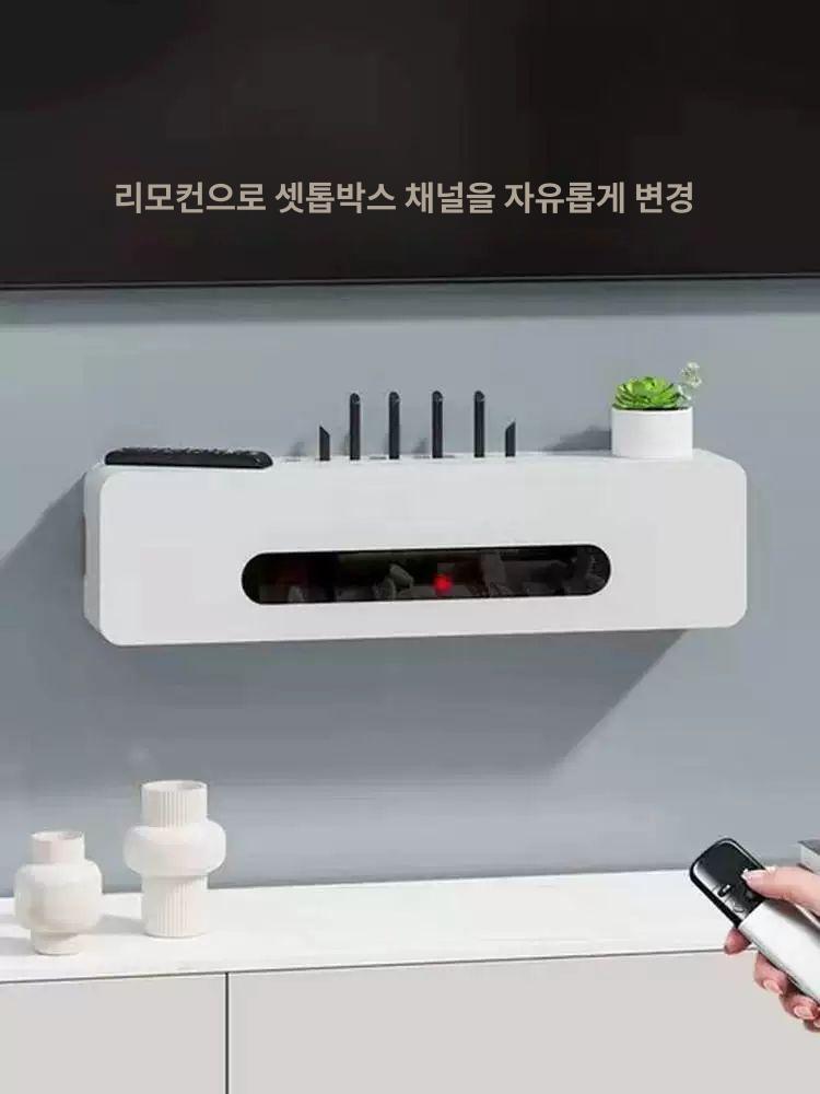 벽걸이 거치대 공유기 콘센트 전선 덮개 심플 셋탑박스 가리개 가림막 커버 수납함 - 상세 이미지 2