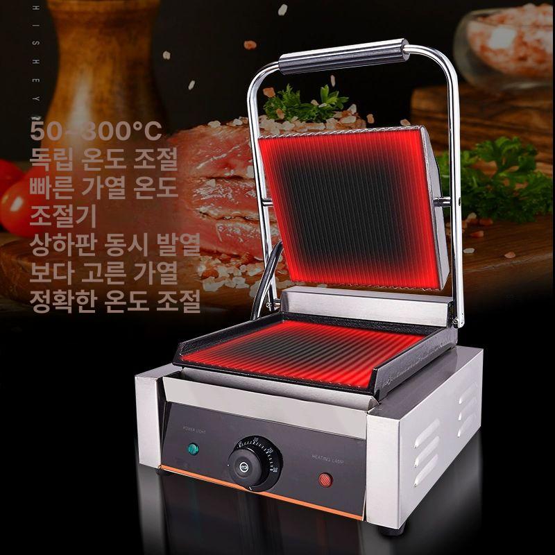 철판 그릴팬 파니니 직사각형 누름쇠 누름판 줄무늬 바베큐 브런치 압력 누름팬 - 상세 이미지 3