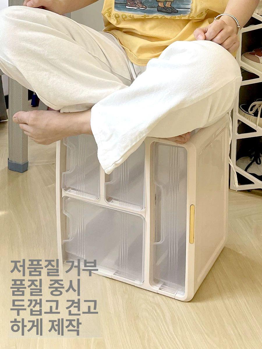 플라스틱 화장품 수납장 보관함 약장 탁상용 미니 화장대 보석함 서랍형 소형 투명 - 상세 이미지 4