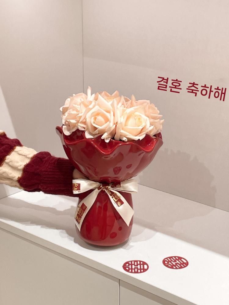 꽃병 유리화병 인테리어 줄무늬 크리스탈 실린더 소품 원형 유리병 빈티지 엔틱 - 상세 이미지 4