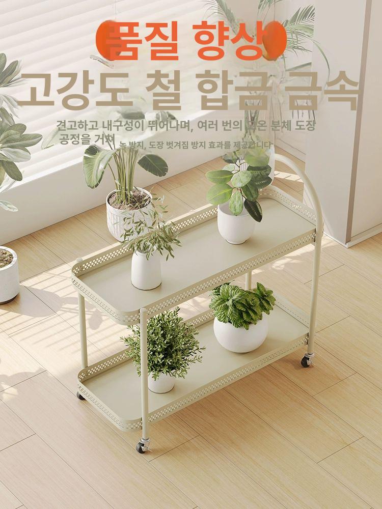 이동식 화분받침대 베란다 진열대 실내 인테리어 거실 바퀴달린 발코니 계단식 선반 - 상세 이미지 3
