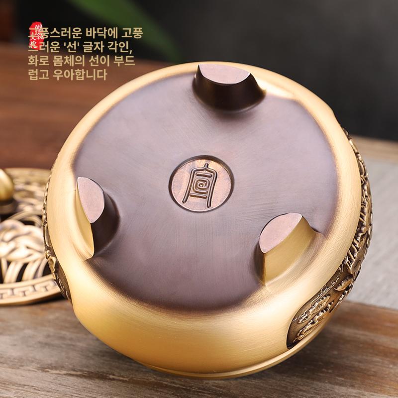 황동 향로 연꽃 인테리어 제사용품 홀더 불교용품 순동 소품 명상 장식품 향피우기 - 상세 이미지 4