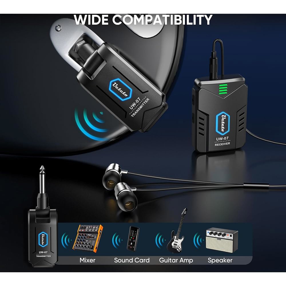 유에테토 무선 귀 모니터 시스템 2.4GHz 모노 IEM 시스템, 송신기 벨트팩 수신기, 플러그 앤 플레이, 뮤지션용 스튜디오, 밴드 리허설, 라이브 공연 - 상세 이미지 2