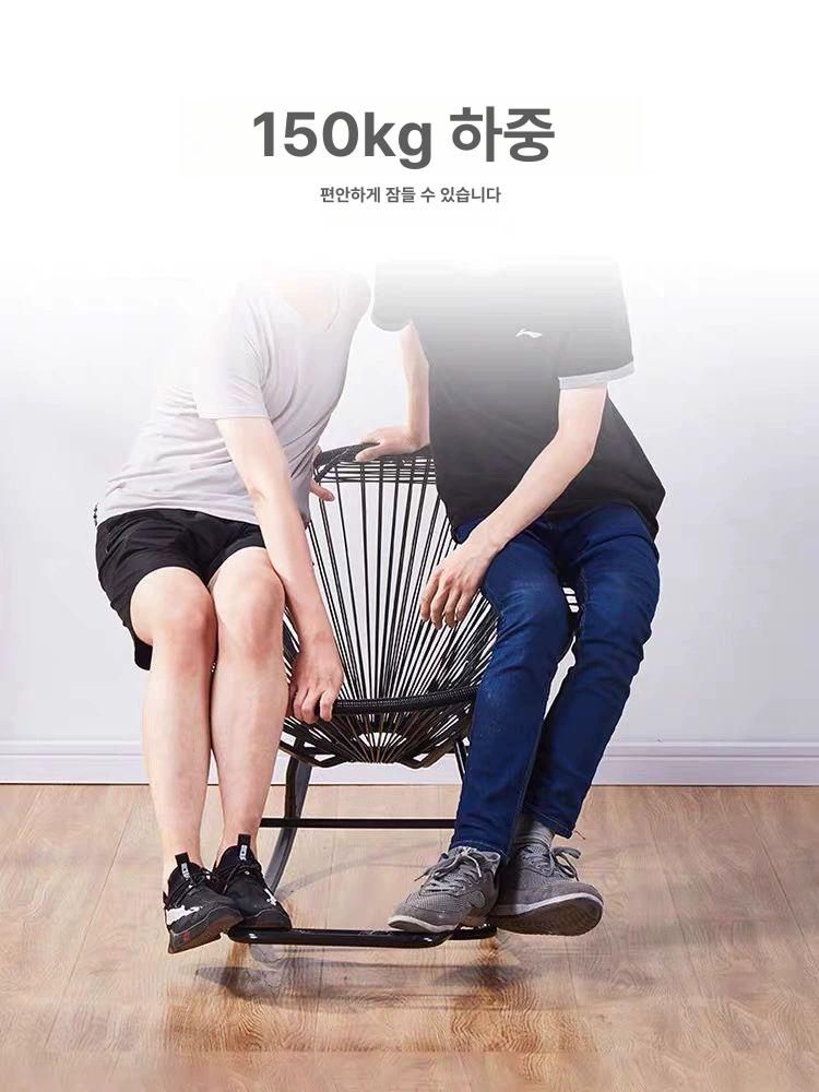 라탄 흔들의자 1인용 베란다 스윙 카페 인테리어 테라스 휴식 안락의자 쿠션 야외용 - 상세 이미지 5