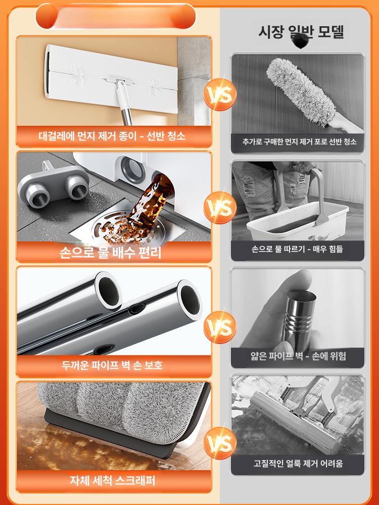 핸즈프리 밀대걸레 세탁 배수 밀대청소기 유입관 도구 자동세척 물걸레 걸레질 탈수 - 상세 이미지 5