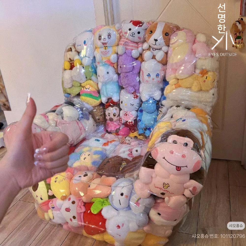 수납 투명인형쇼파 인형보관함 투명한 정리함 디스플레이 커버 지퍼 투명인형소파 - 상세 이미지 2
