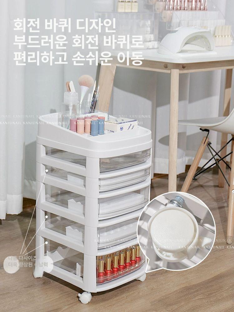 이동식 트롤리 네일샵 카트 서랍형 파츠 네일아트용품 캐비닛 수납장 미용실 도르래 - 상세 이미지 3