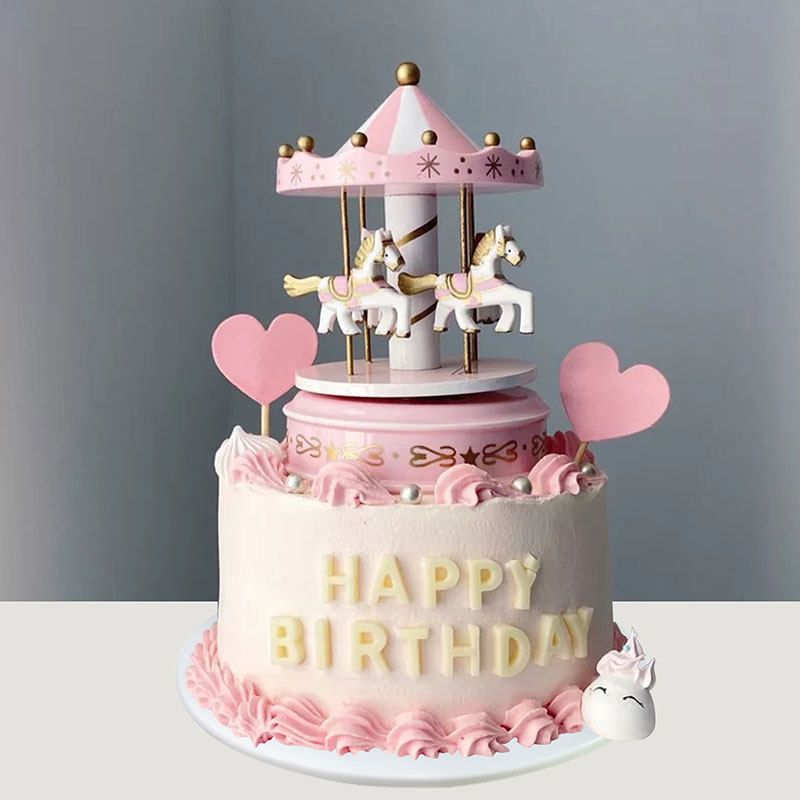생일 회전목마 케이크장식 웨딩 돌상 스타일 토퍼 디저트 데코픽 행사 말 촬영용 - 상품 이미지
