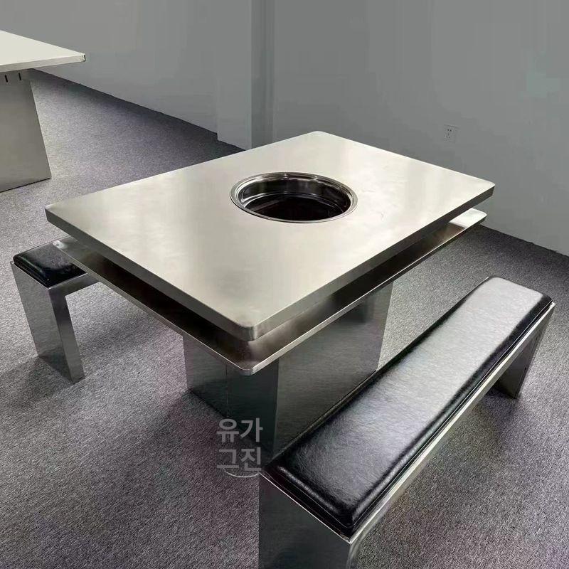 업소용 숯불테이블 그릴 원형 펜션 로스타 야외 숯불구이 숯불화로 하향식 고기불판 - 상세 이미지 2