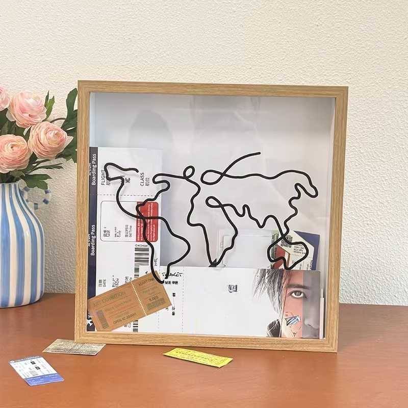 티켓 보관함 지도 맵박스 수납함 사진 투명 엽서보관 15x15cm - 상품 이미지