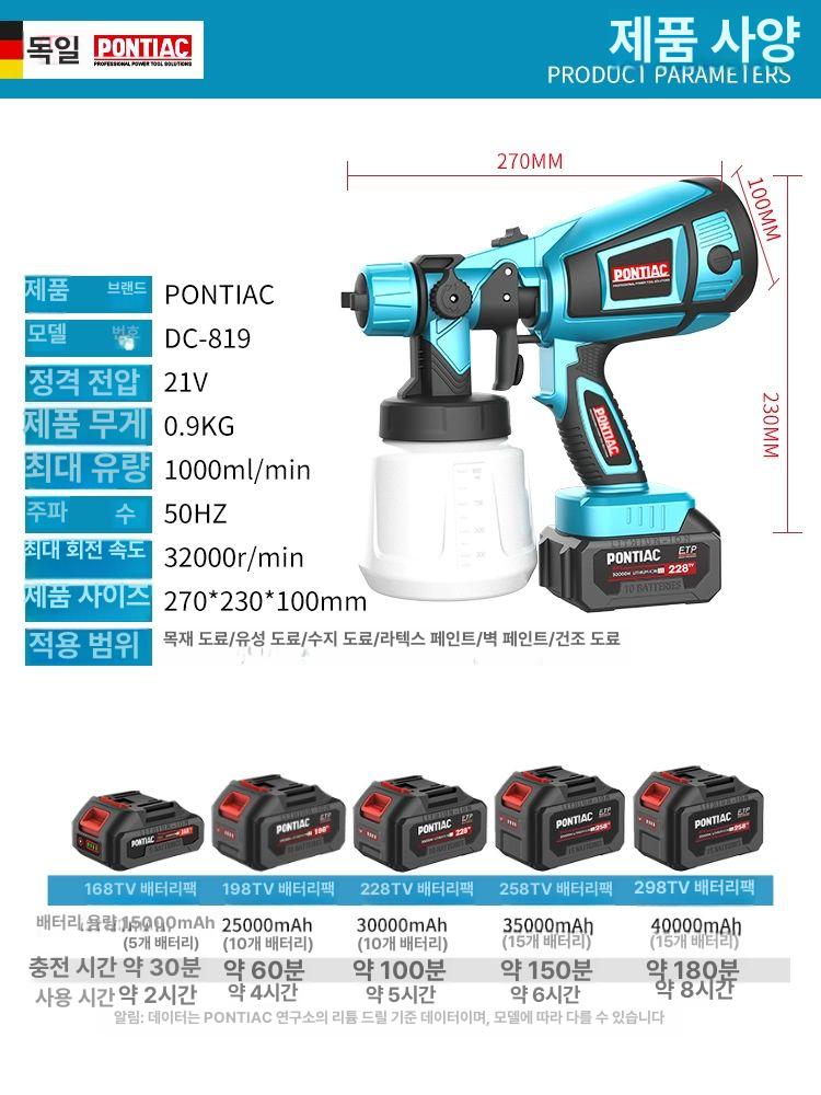 휴대용 분무기 무선에어리스 기계 도구 고압 스프레이 울트라 배낭형 노즐 호환 - 상세 이미지 3