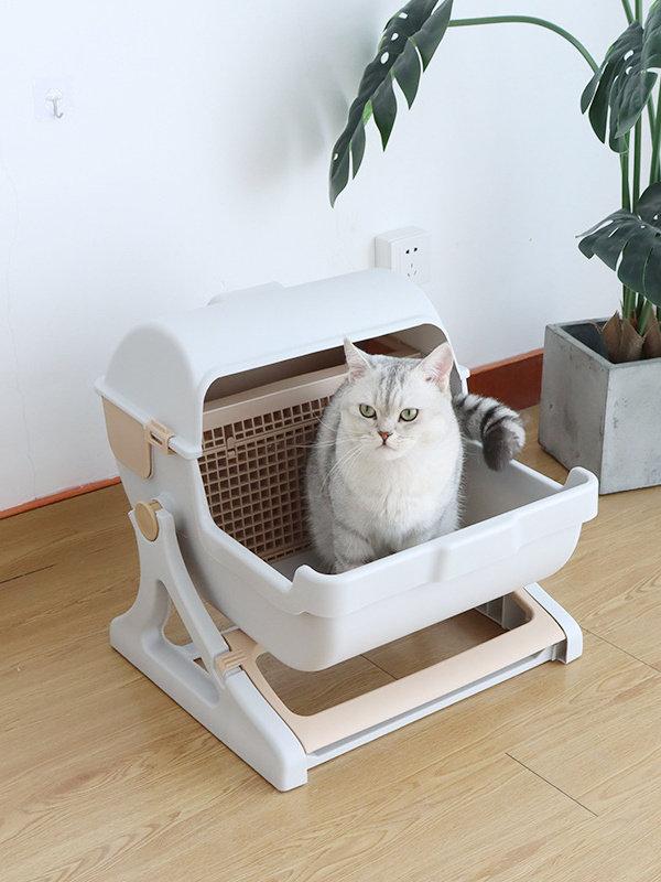 고양이 화장실 회전형 필터형 대형 럭셔리 반자동 변기통 - 상세 이미지 3