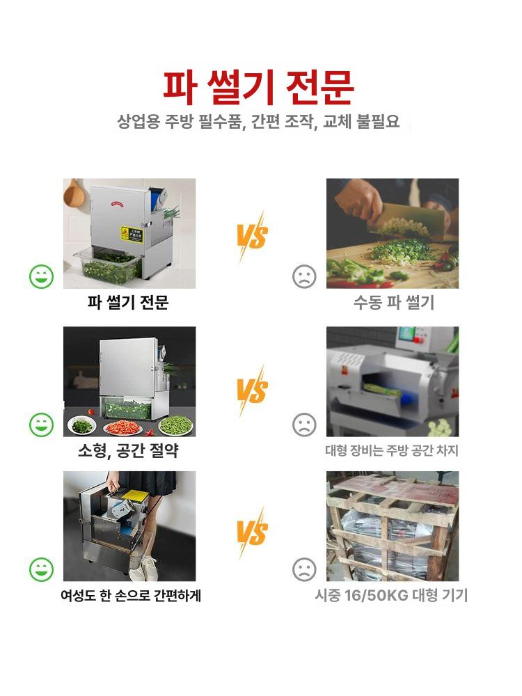 대형 야채절단기 탕파기 고추 슬라이서 가정용 대파써는기계 부추 다기능 커터 식자재 - 상세 이미지 5