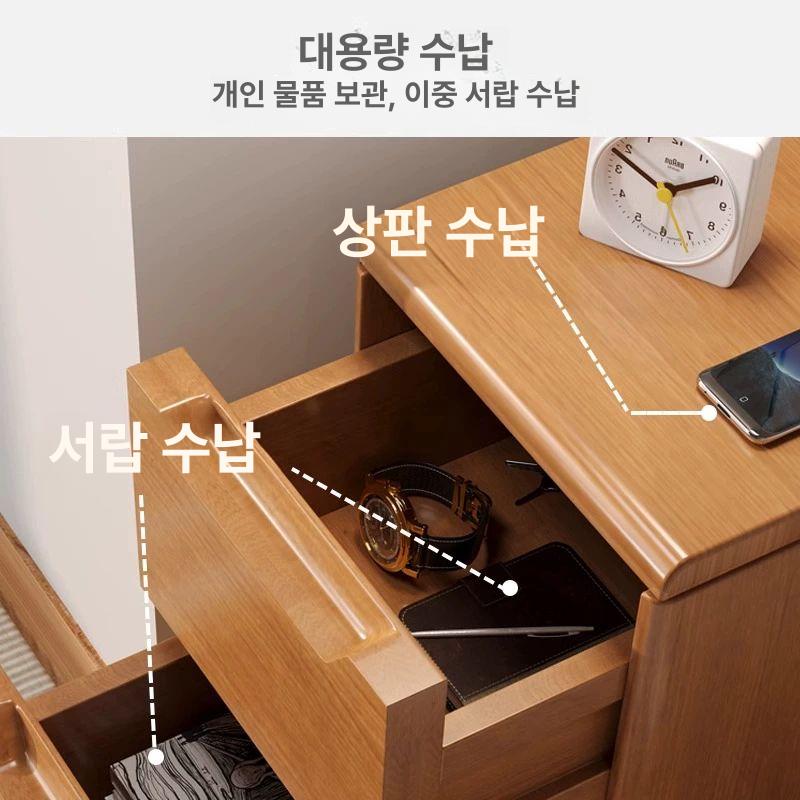 원목 침대미니협탁 슬림 사이드테이블 엔틱 침대옆선반 사이드서랍장 북유럽 모듈 - 상세 이미지 3