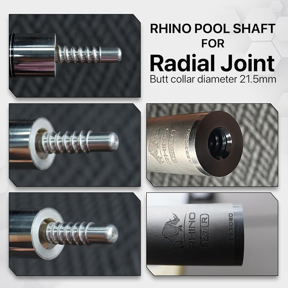RHINO - 76.2cm(30인치) / 3/8-8 조인트 편향, 풀 샤프트, 프로 12.4mm 카본 쉬운 플레이, 큐 싱글 매우 팁, 테이퍼. 매끄러움, 낮은 - 상세 이미지 3