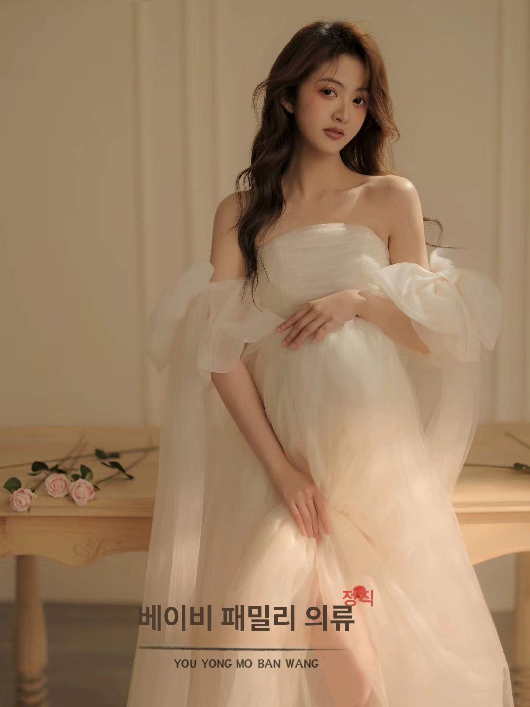 예쁜 만삭촬영드레스 만삭화보 임부복 스냅 컨셉 만삭촬영원피스 만삭사진옷 여성 - 상세 이미지 4