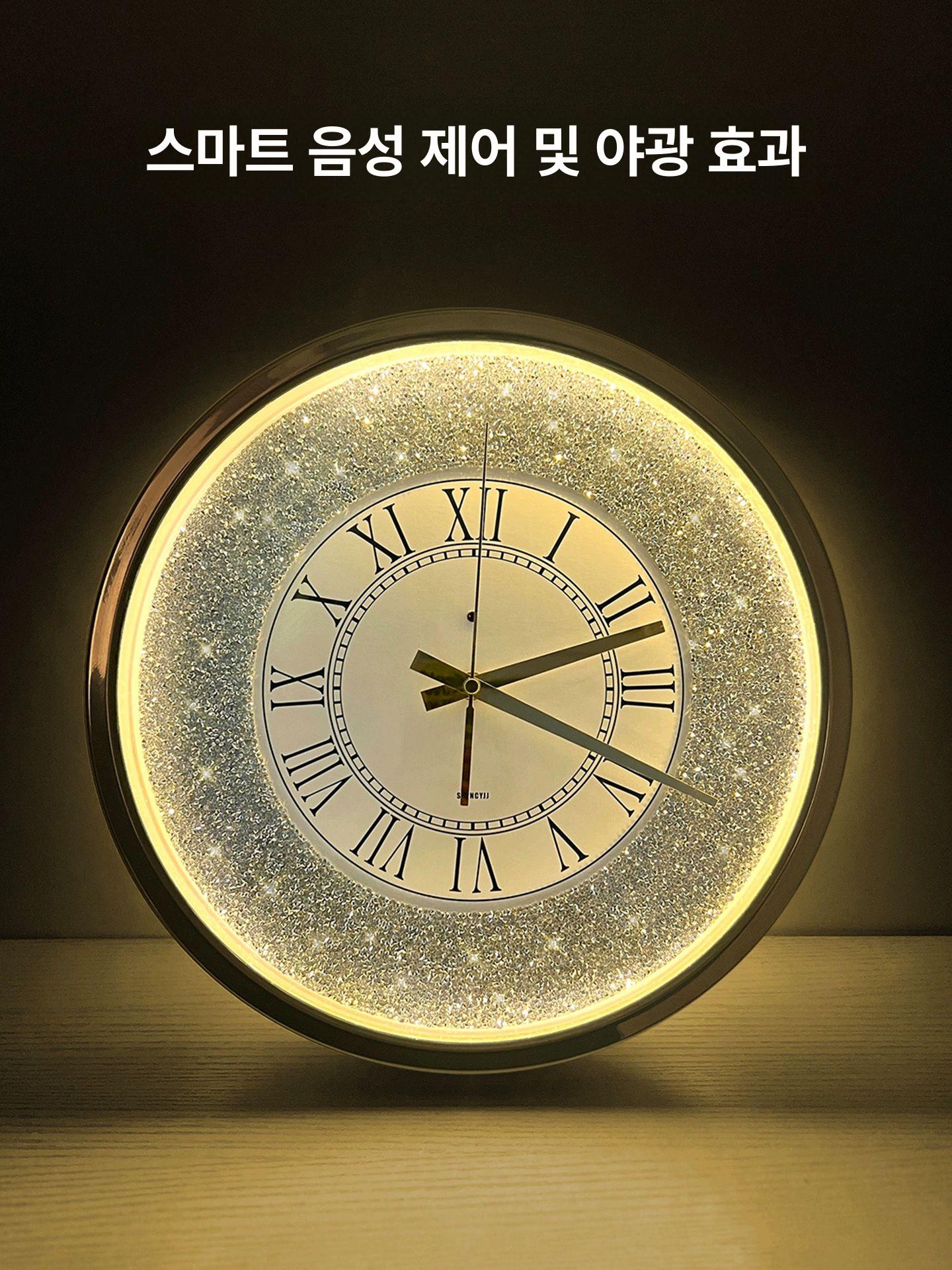 무소음 벽시계 자동 조명 장식 모던 디지털 날짜시계 밝기 타이머 프레임 온도 탁상 - 상세 이미지 2