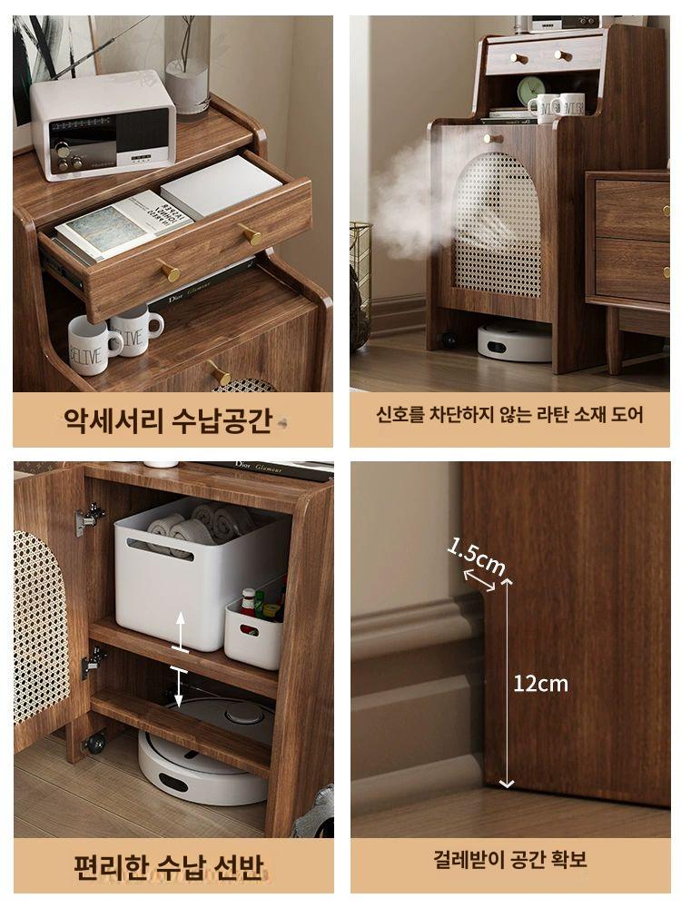 원목 수납장 베란다 다용도 가구 로봇청소기장 로봇청소기선반 보관함 틈새장 심플 - 상세 이미지 4