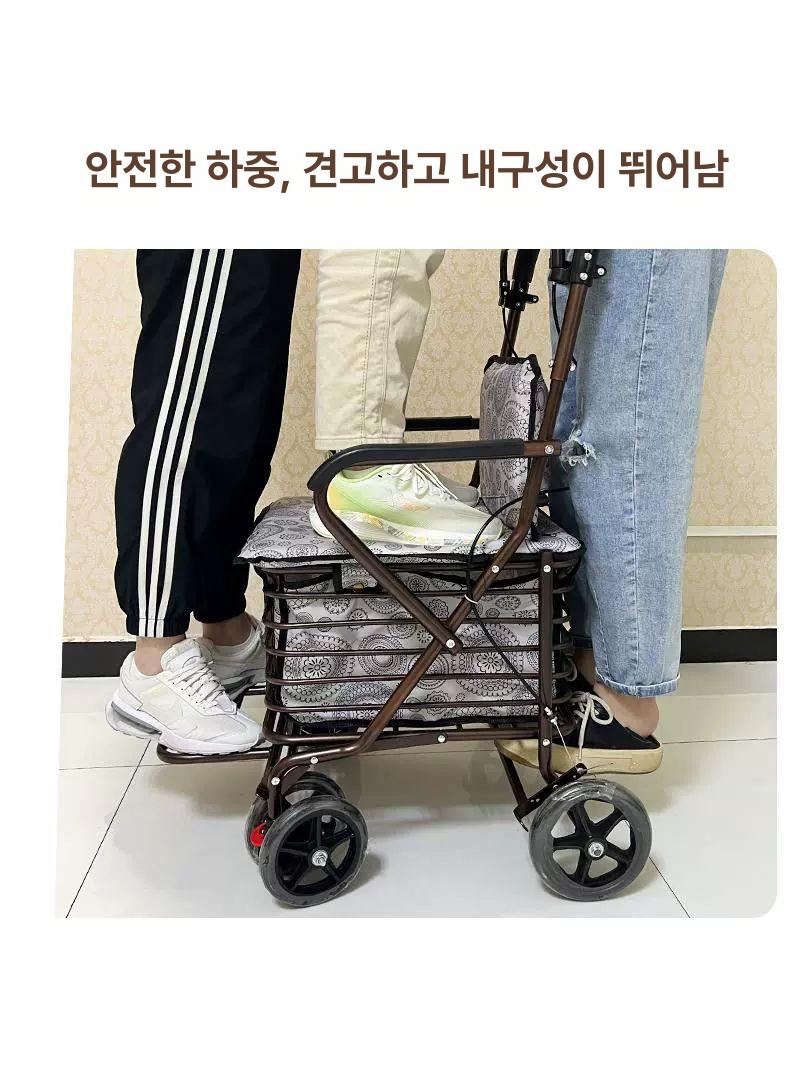 경량 시장카트 쇼핑 가정용 장보기 노인용 핸드카트 구르마 어르신 시장바구니 - 상세 이미지 3