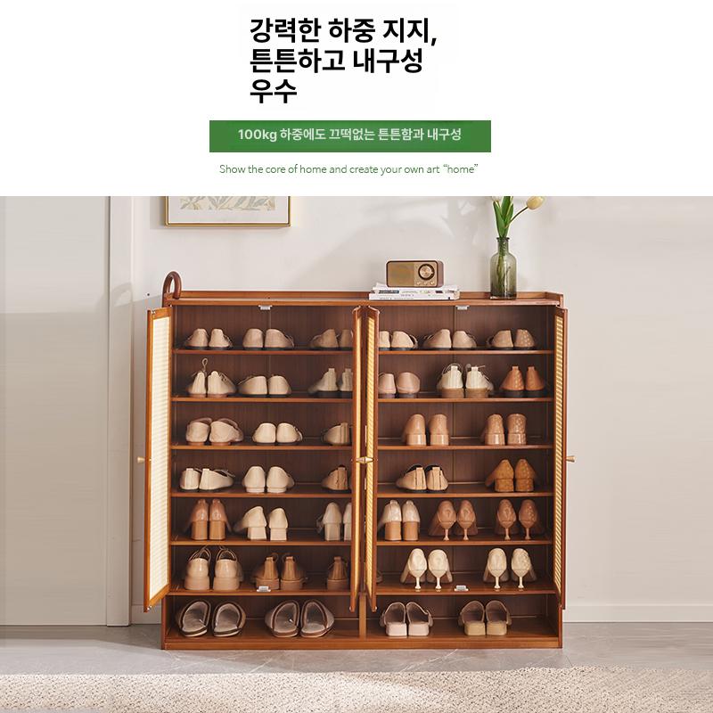 원목 현관신발장 빈티지 거실 심플 보관함 현관장 엔틱 실내 정리함 벤치 스타일 입구 - 상세 이미지 3