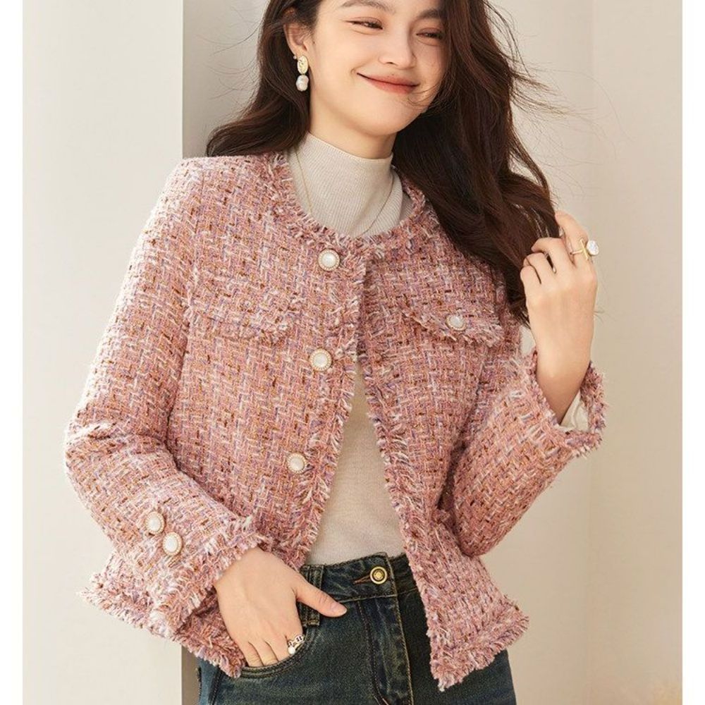 바람막이 루즈핏 하객룩 트위드 자켓 - 상품 이미지