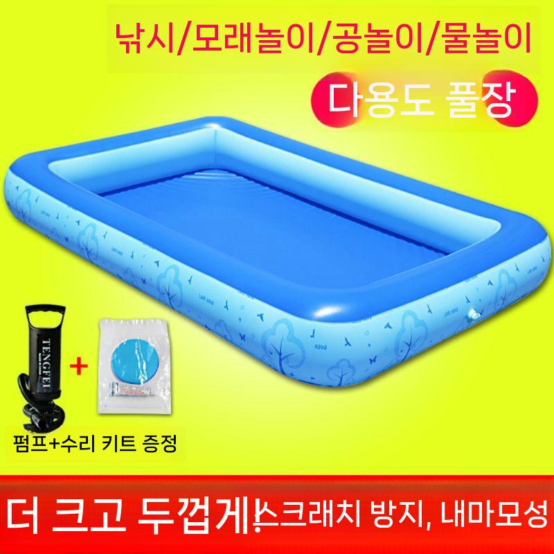 에어풀장 물놀이 대형 가정용 프레임 사각 수영장 야외 접이식 패밀리풀장 야외수영장 대형풀장 더클링 블루 140 풀 + 핸드 펌프 + - 상세 이미지 2