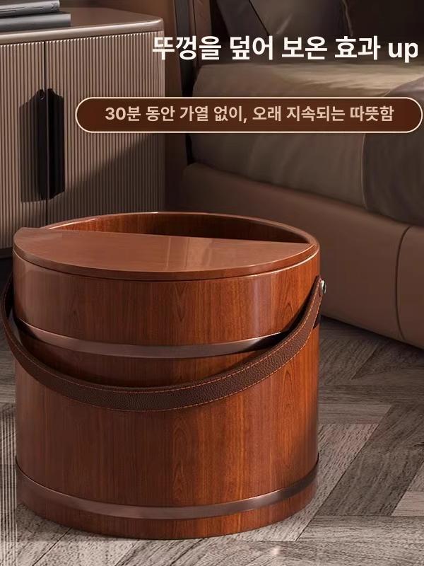 발세척 대야 편백나무 발관리 힐링 족욕기 히노끼 족욕통 지압 스파 발족욕 보온 - 상세 이미지 4