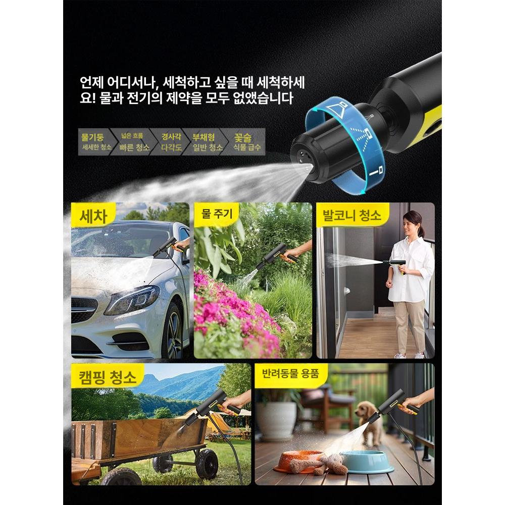 미니 세척기 회전노즐 물청소 산업용 고압분사기 차량용 가정용 유선형 호스 고압건 - 상세 이미지 3