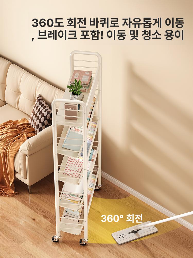 미니 북트롤리 바퀴달린 북카트 수납 북트레이 책꽂이트롤리 책선반 북웨건 책트롤리 - 상세 이미지 5