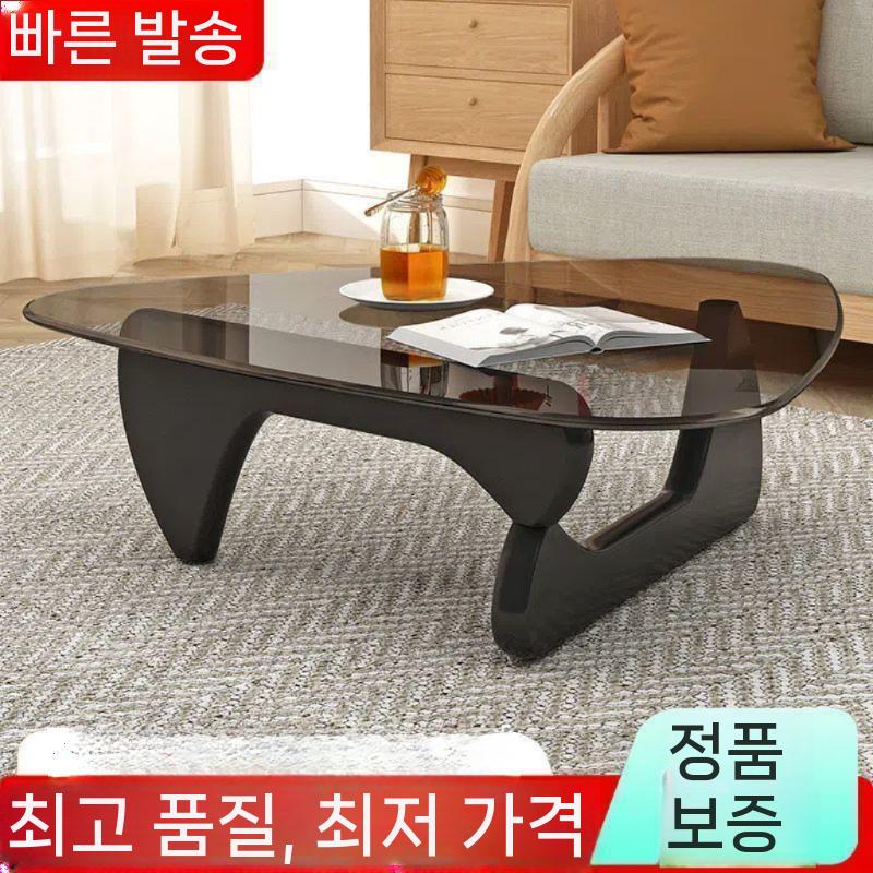 강화유리 탁자 인테리어 이사무노구치 좌식테이블 원목좌탁 찻상 거실테이블 티테이블 낮은 커피 83x57x40cm 그+연호두 - 상세 이미지 5