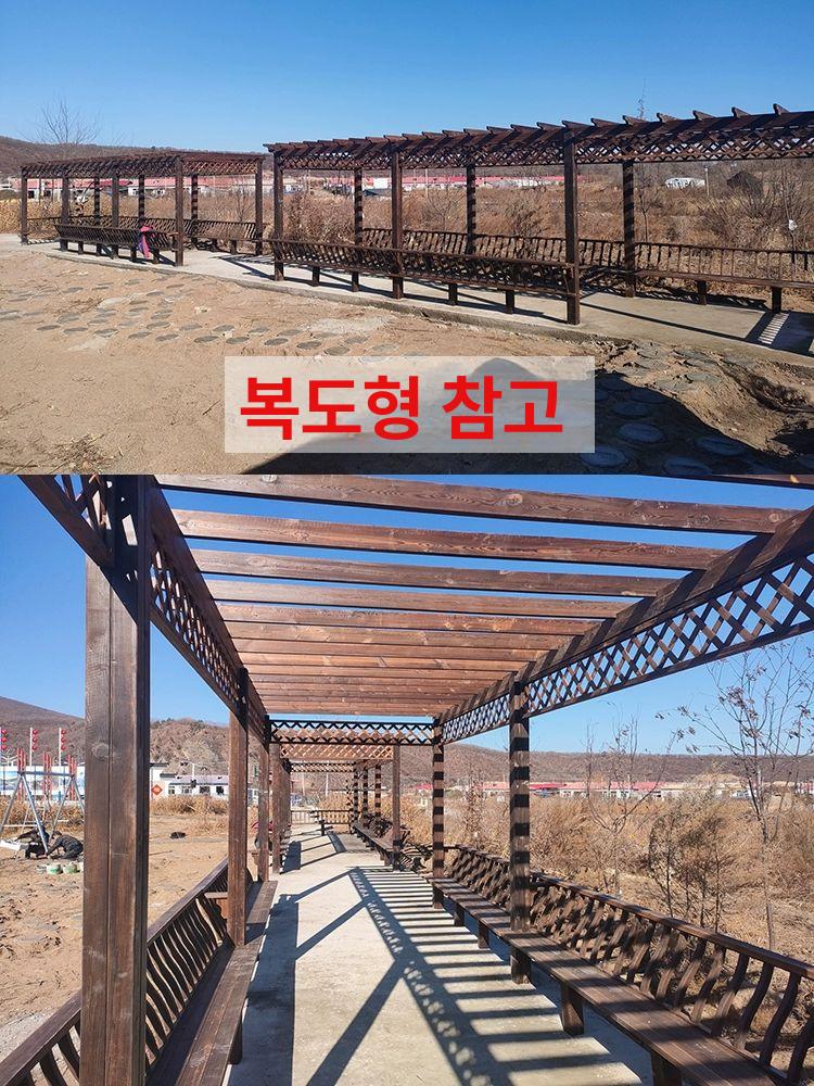조립식 파고라 원목 야외정자 이중열 그늘막 방부목 정원 탄화 사이즈 덮개형 루프탑 - 상세 이미지 4
