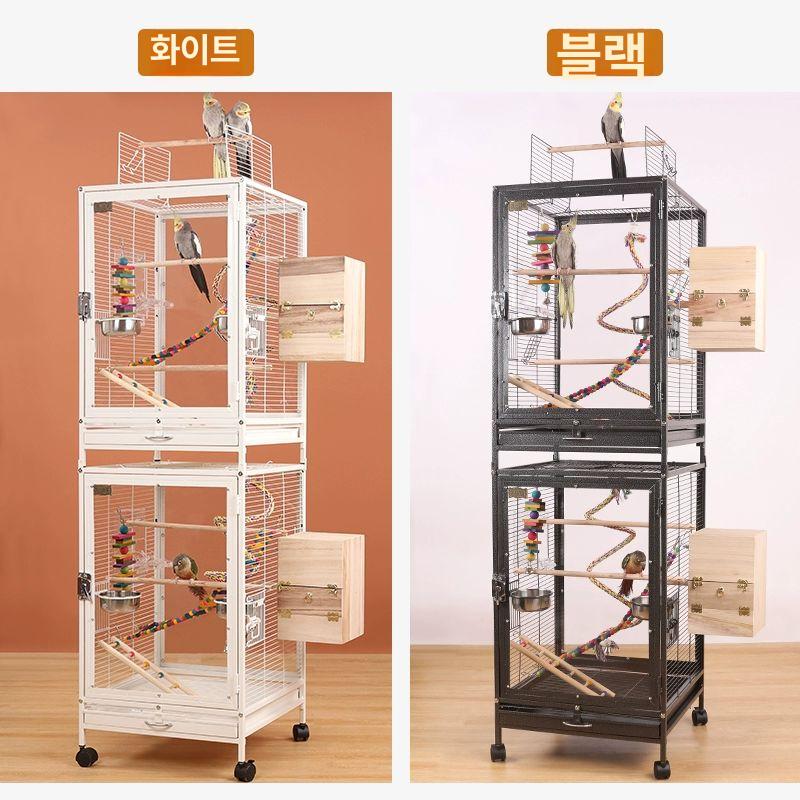 대형 새장 장난감 새집 사다리 둥지 횃대 하우스 사육장 바퀴 조류 아크릴 스탠드 - 상세 이미지 5